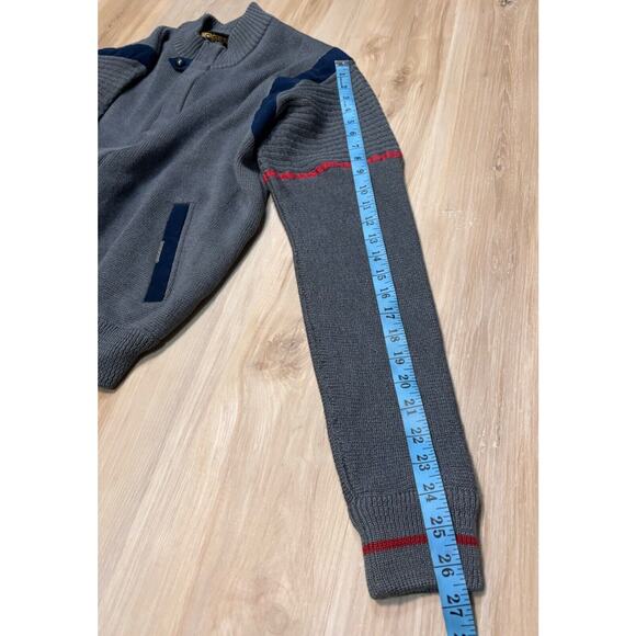 Geiger Men's Wool Bomber Jacket Vintage Grey Navy sz 52 EU or M / 42 US - Picture 11 of 11